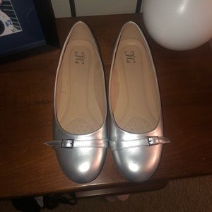 Silver ballet flats